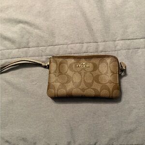 Coach Tan Signature Wristlet Clutch